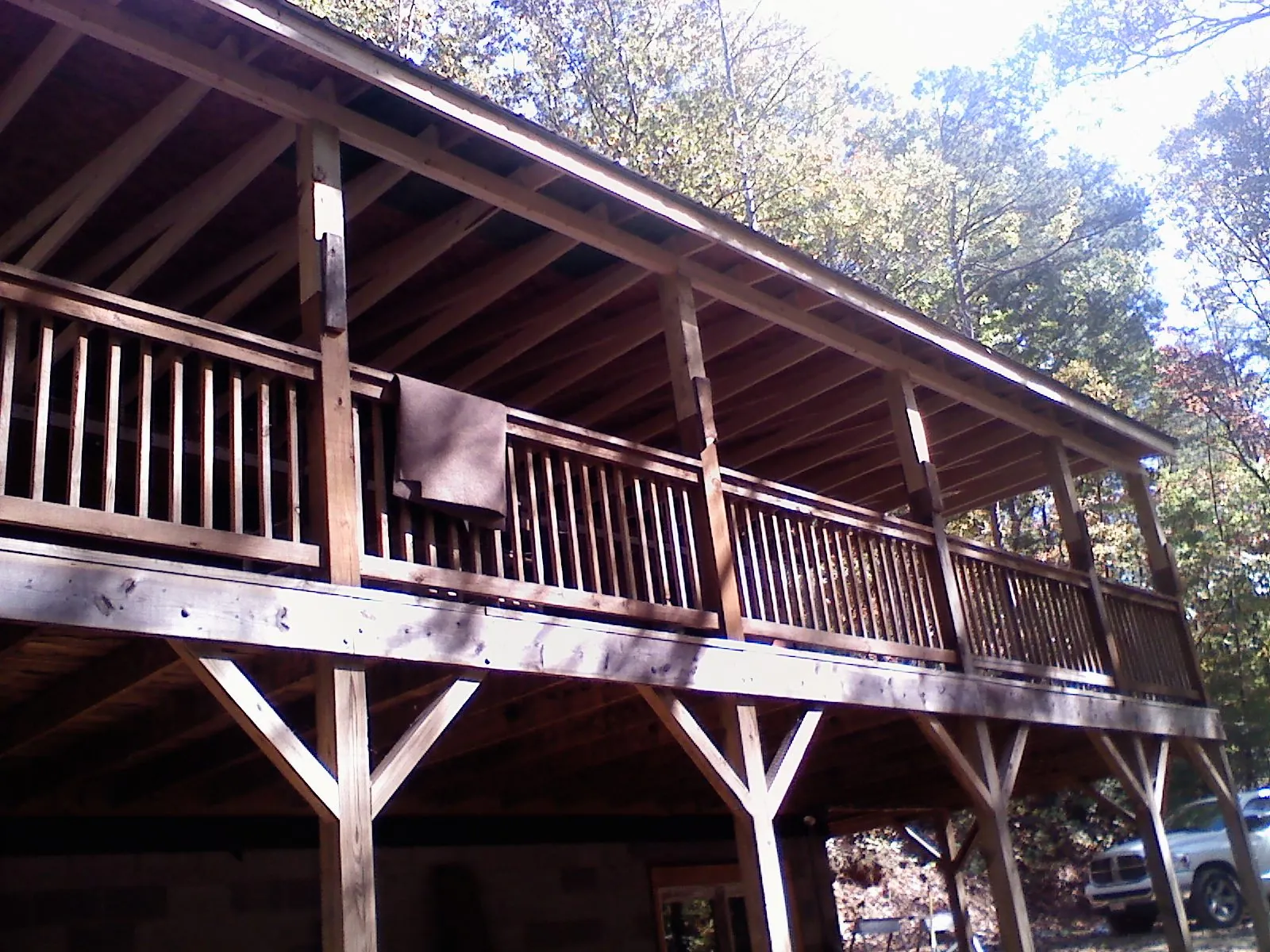 Timber framing under a new elevated porch and deck — Roof Leak Repair in Bradfordsville by Roofing Brothers
